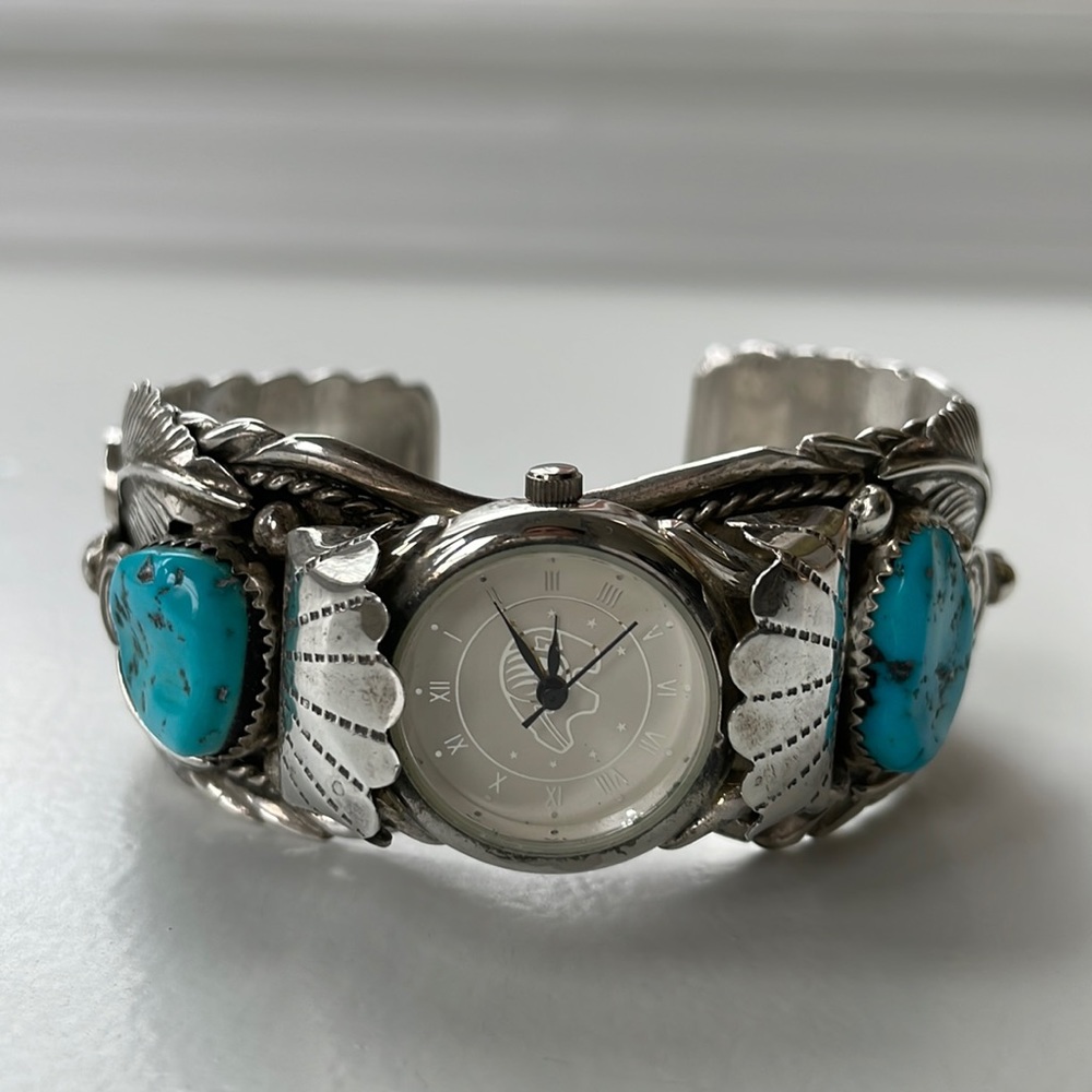 M.Thomas Jr. Navajo Turquoise Silver Watch